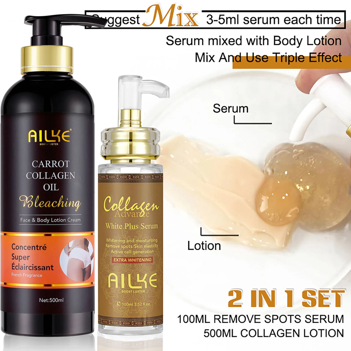 AILKE Collagen Whitening Set For Dark Spots And Tone