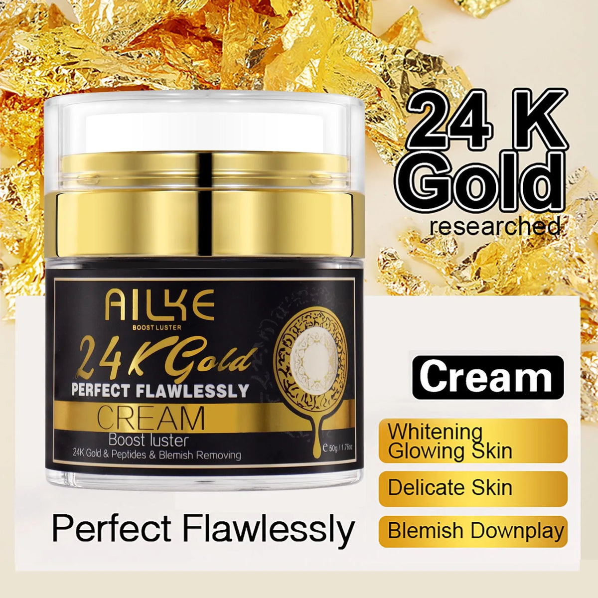 Ailke 24K Gold Flawless Skin Care Whitening Facial Cleanser