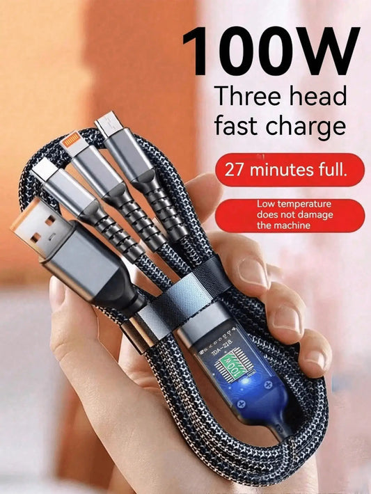 100W 3In1 Fast Charging Cable Smart Voltage Regulator