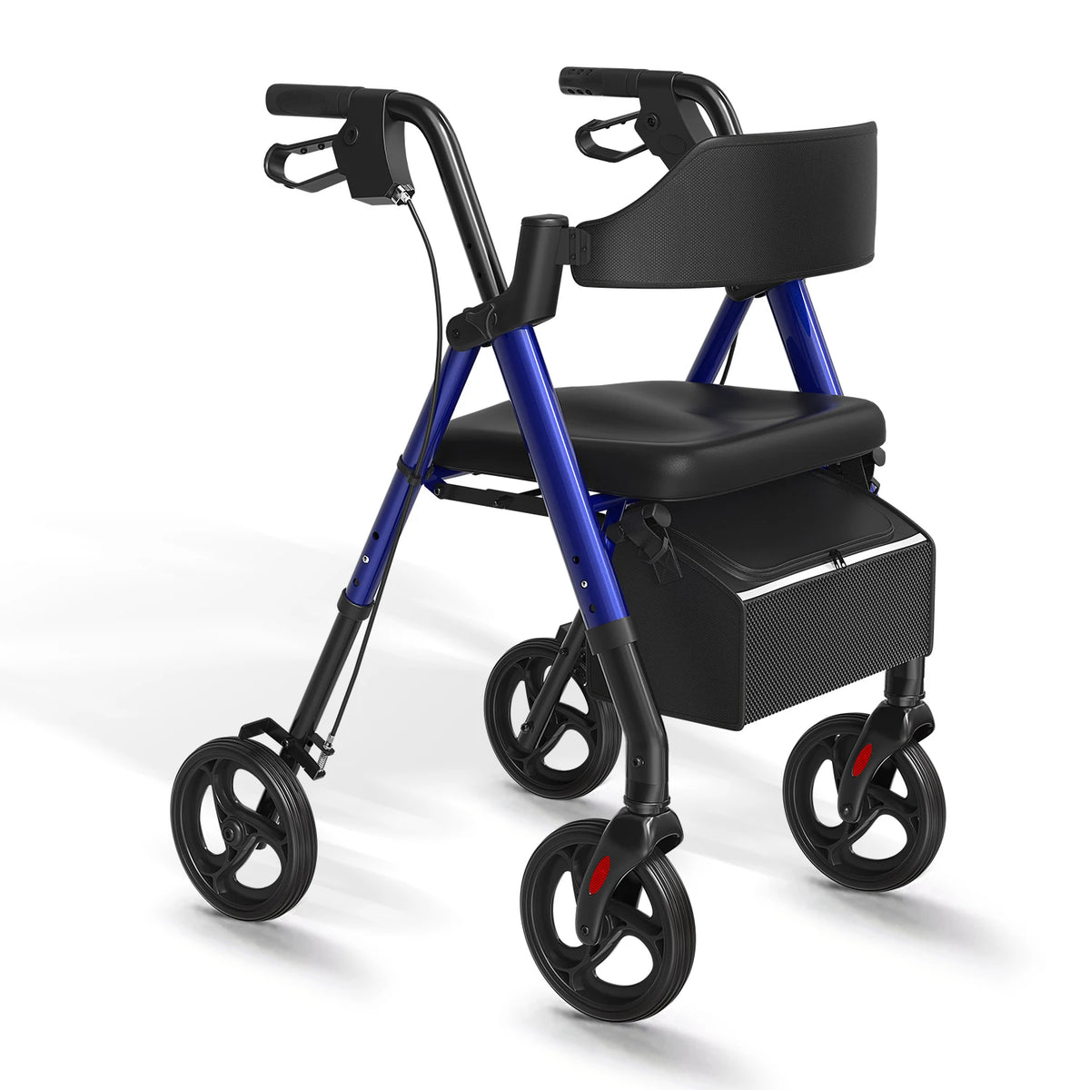 MaiDeSiTe Elderly Walker Foldable with Seat Durable Steel Frame 8-Inch Large Wheels for Mobility Aid
