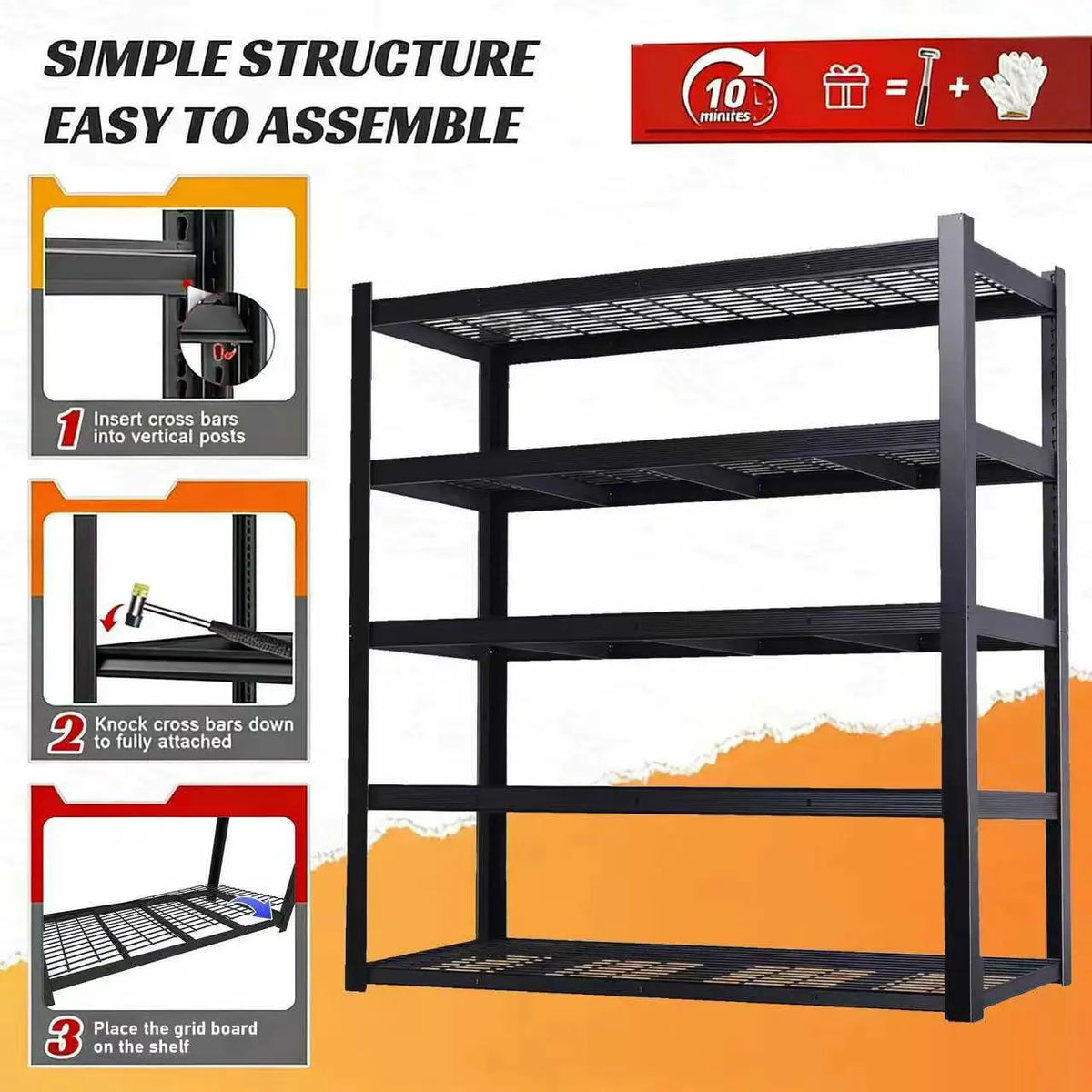 Sarenzo Adjustable Metal Double Layer Column Shelving Rack