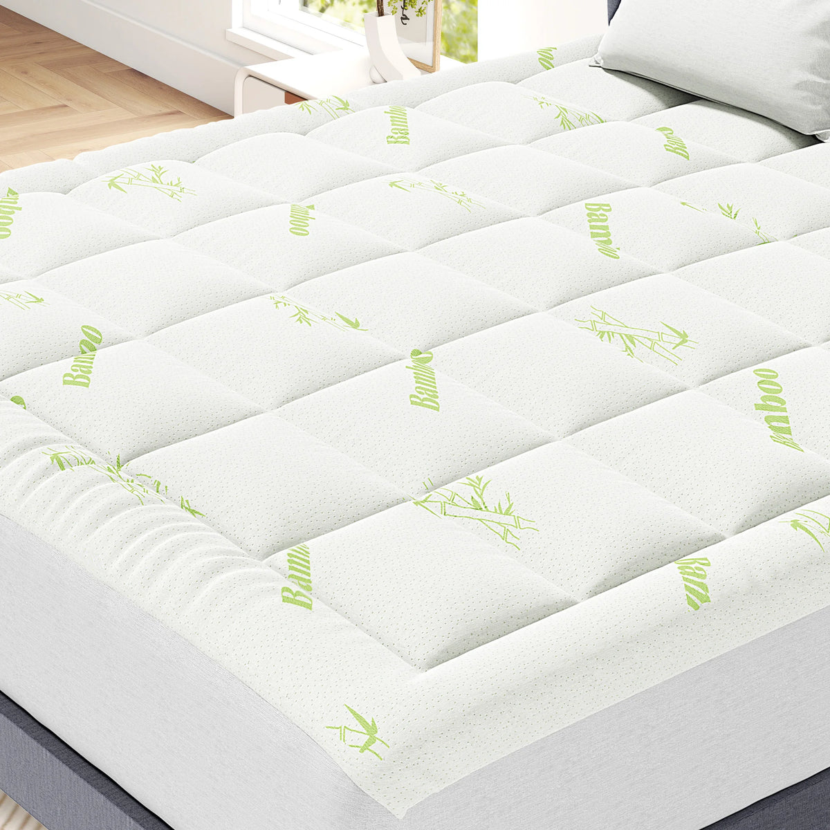 MCQ Bamboo Viscose Mattress Topper Ultra Soft Breathable Cooling Pad