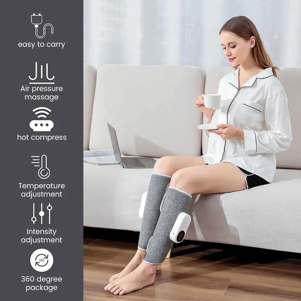 Cloud Prime Eletric Air Pressure Calf Massager 3 Level Airbag Compression Wireless Massage Foot Leg Muscle Blood Circulation Relieve Fatigue For Christmas And New Year Gifts