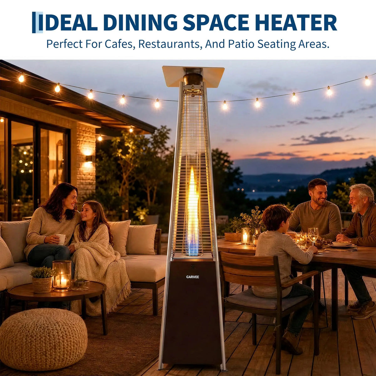HiMISS Pyramid Propane Patio Heater with Visible Flame
