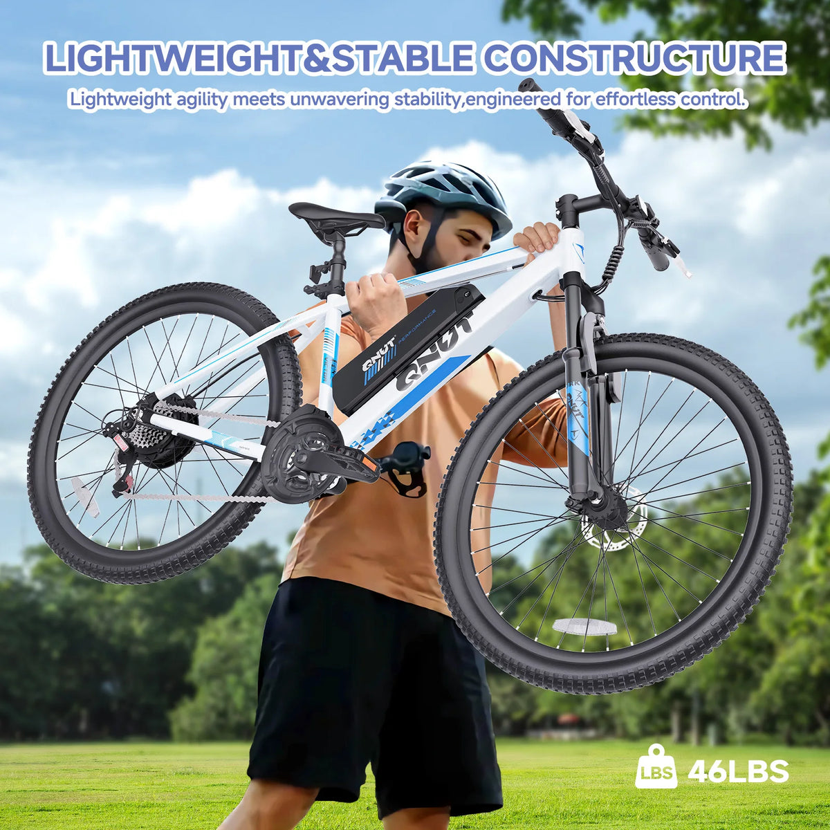 QNUT 26 Inch Adult Electric Mountain Bike, 21‑Speed Gears 1000W Peak Motor, 20MPH Max Speed E‑Bike, 36V 10.4Ah Removable Lithium Battery, Off‑Road & City Commuting Electric Bicycle for Men Women Daily Outdoor Riding