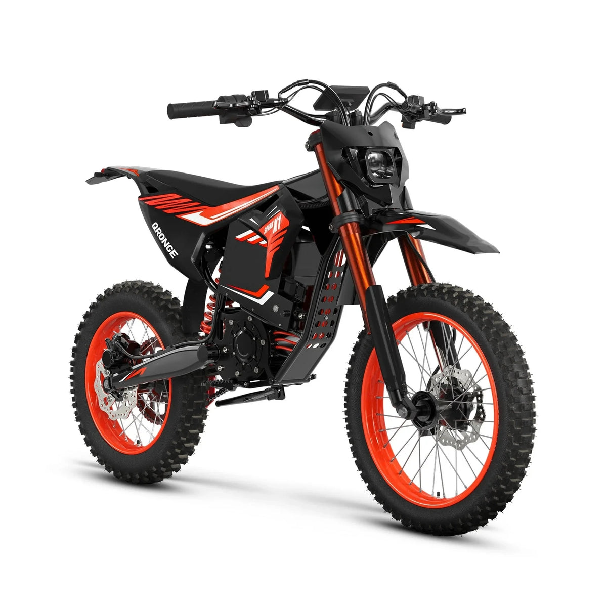 QRONGE X1 Spark L Electric Dirt Bike, 4500W Peak Electric Bicycle, 60V 28.8Ah Up to 50MPH & 60 Miles Electric Motorcycle, Full Suspension 17"/14" Off-Road Tire E-Dirt Bike for Adults Teens 1-Year Warranty