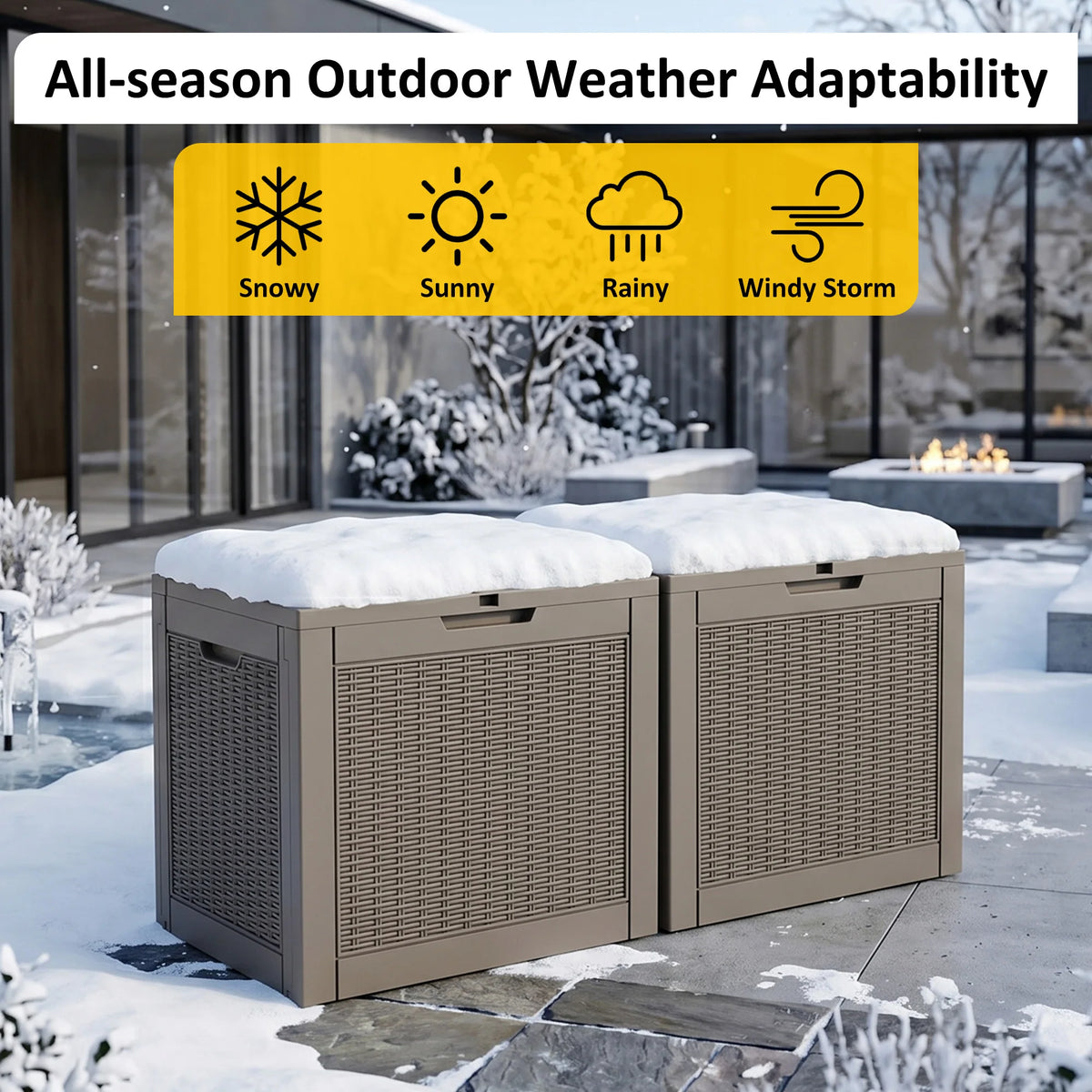Textured Rattan Resin Outdoor Lockable Patio Storage Chest