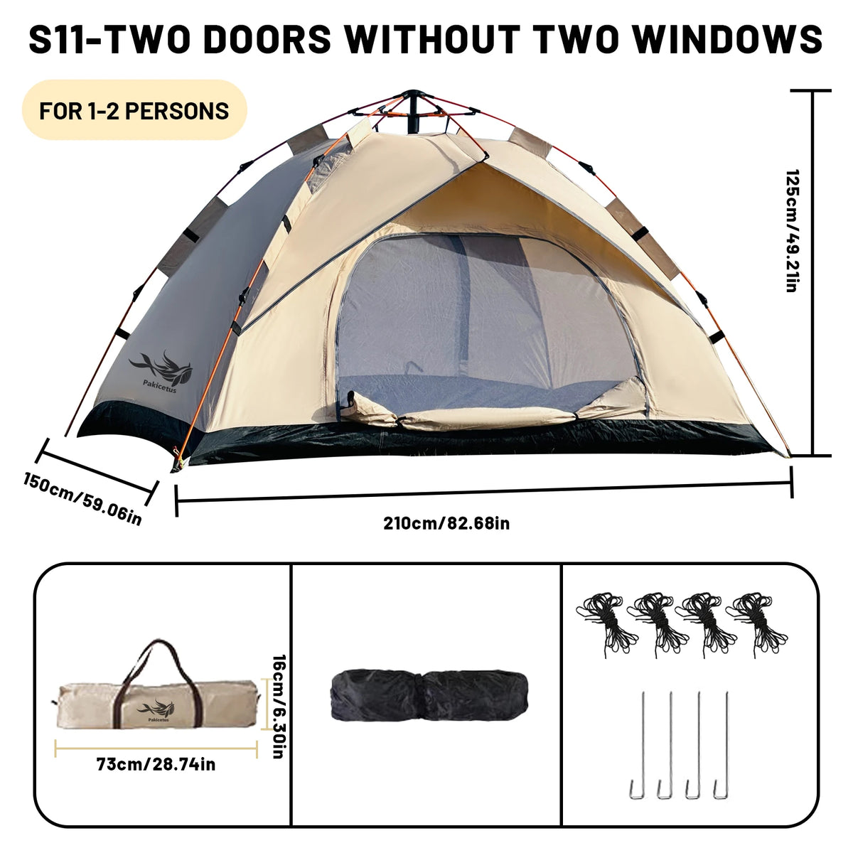 Pakicetus Automatic Pop Up Camping Tent With Windproof Quick Setup