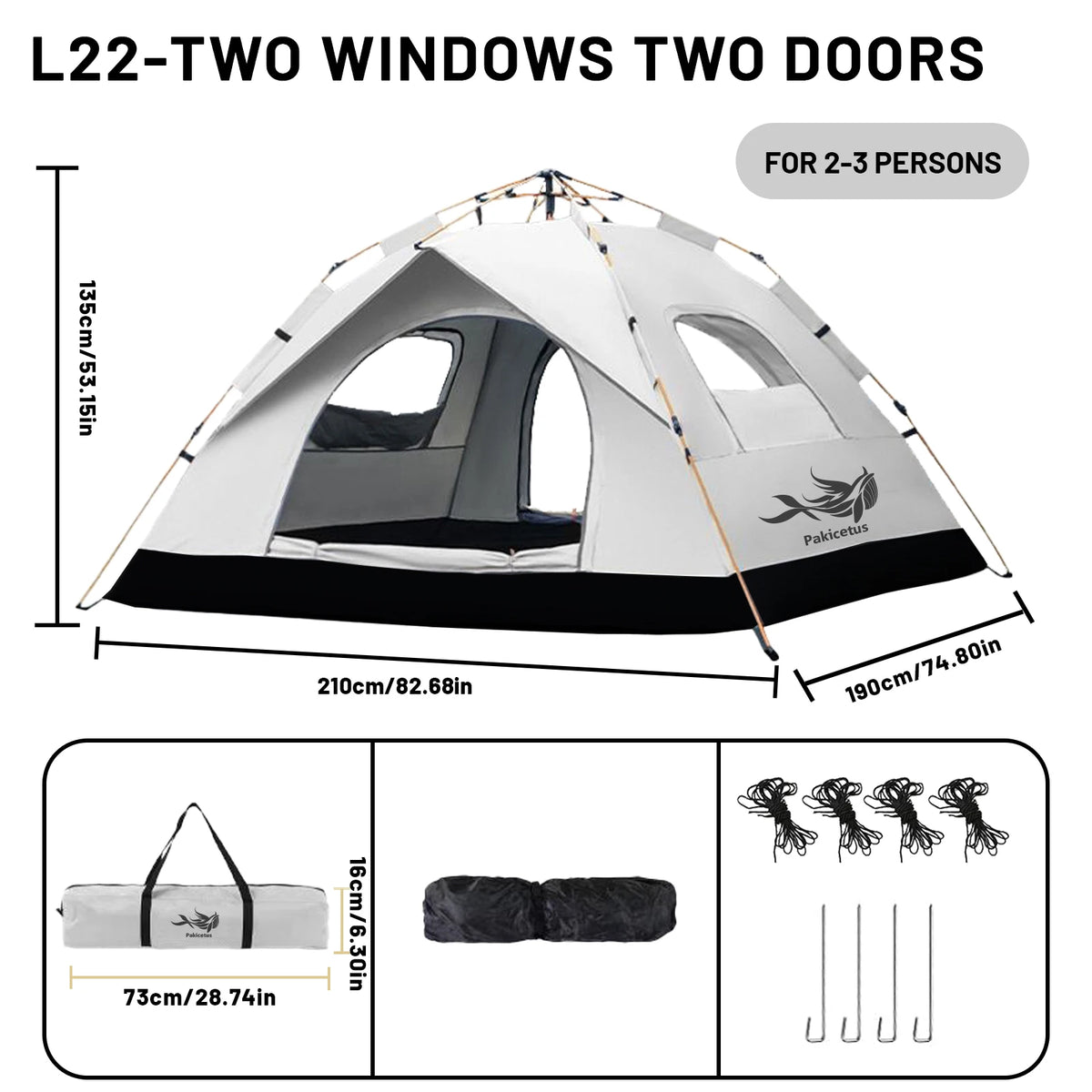 Pakicetus Automatic Pop Up Camping Tent With Windproof Quick Setup