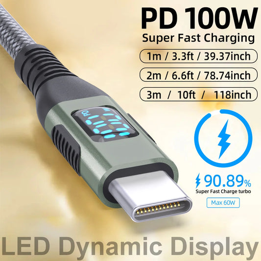 Laihenen 100W USB C Braided Fast Data Sync Cable