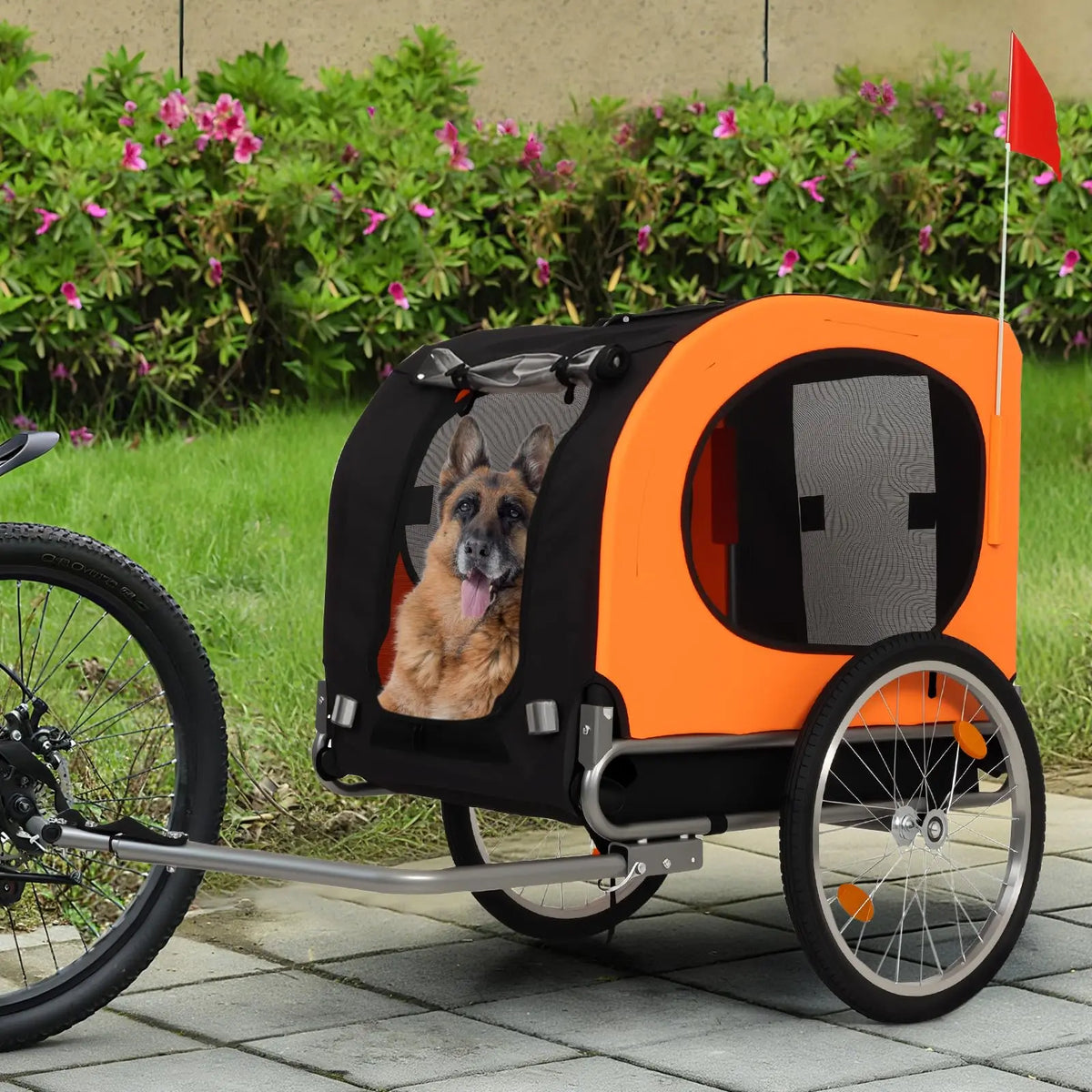 Foldable Dog Bike Trailer With Waterproof Cover And Mesh Windows