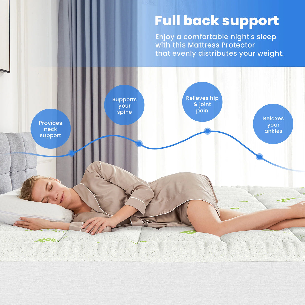 MCQ Bamboo Viscose Mattress Topper Ultra Soft Breathable Cooling Pad