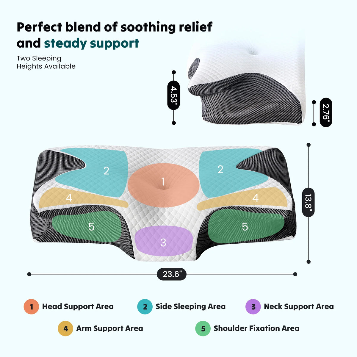 JHK Ergonomic Cervical Memory Foam Pillow With Cooling Pillowcase