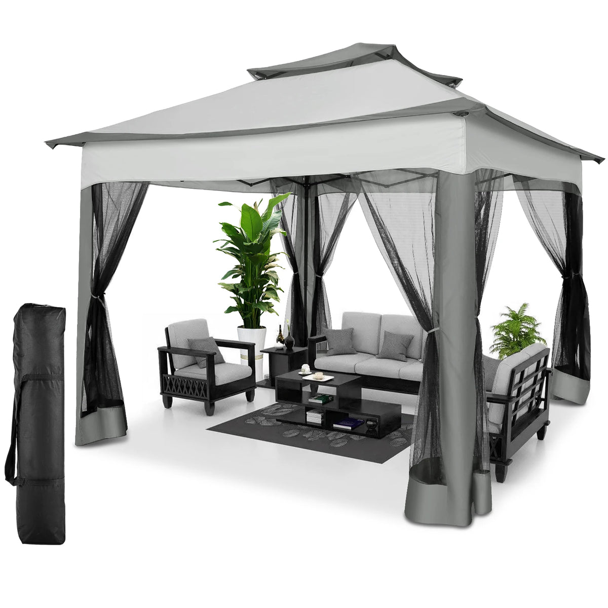 COBIZI Pop Up Gazebo Canopy Tent With Mosquito Netting