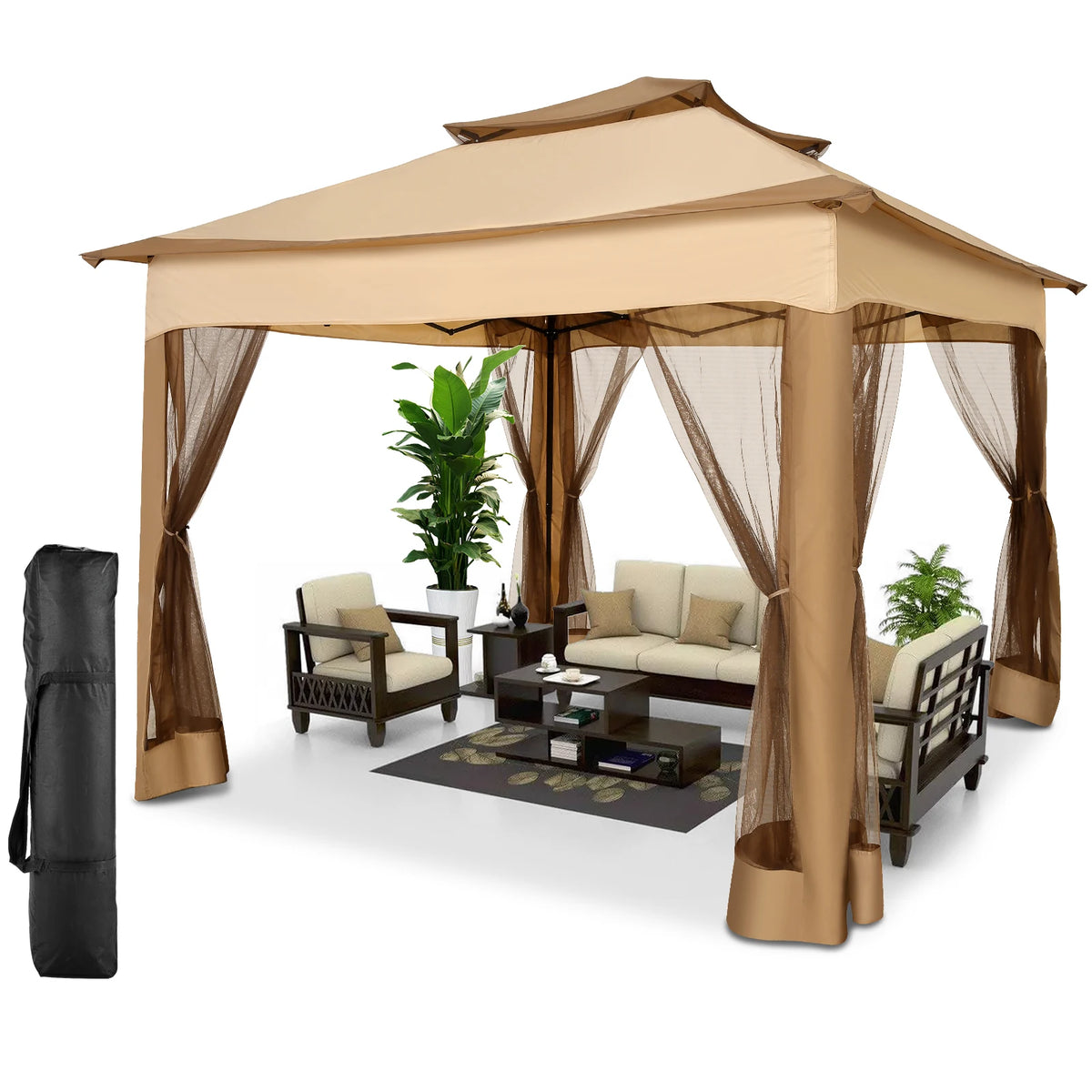 COBIZI Pop Up Gazebo Canopy Tent With Mosquito Netting