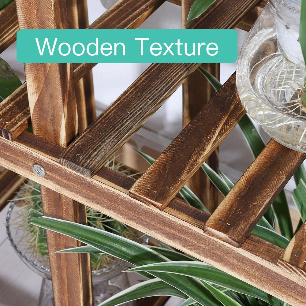 Wisfor Five Tier Wooden Plant Stand With Rolling Wheels