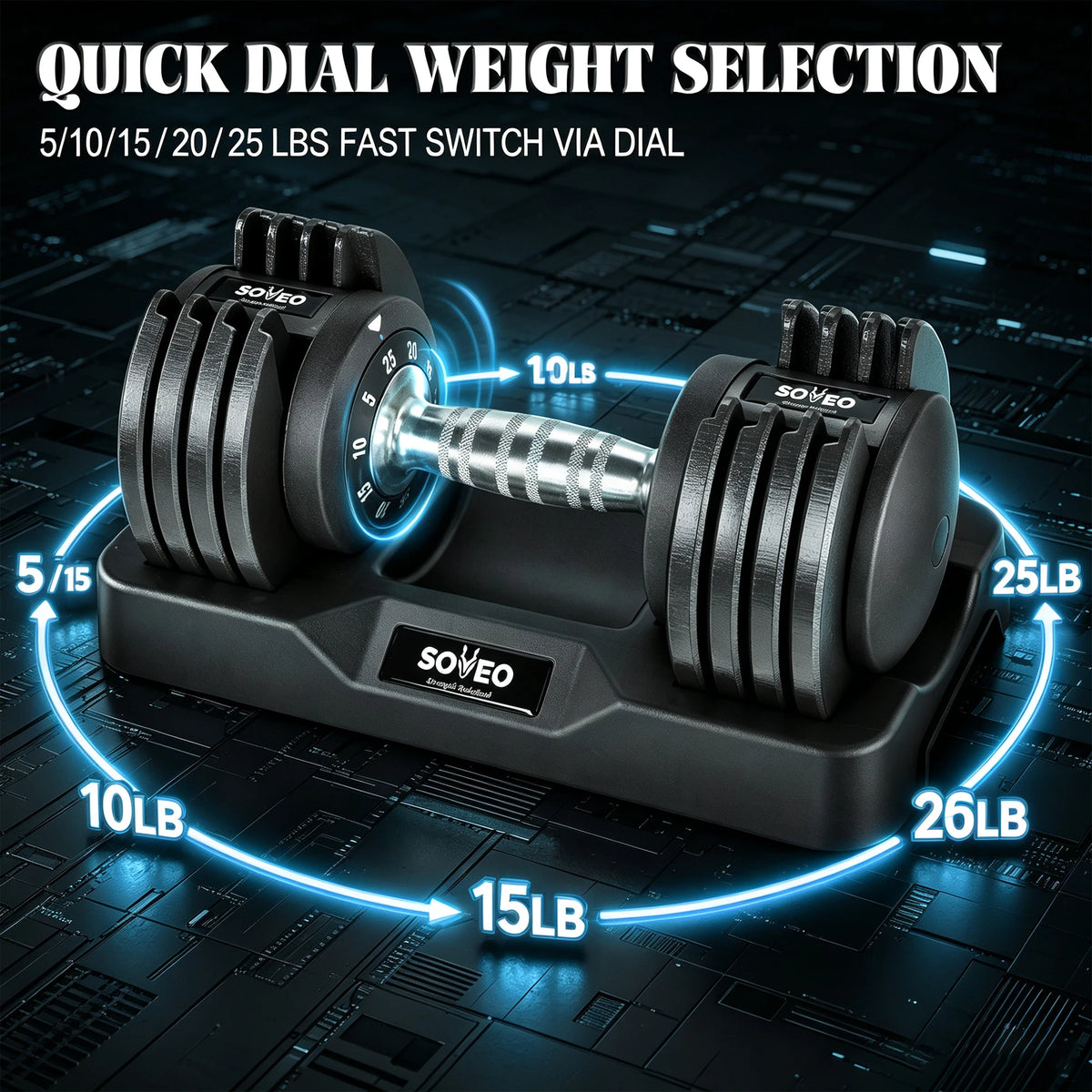Adjustable Dumbbell Set With Fast Dial For Home Gym Fitness
