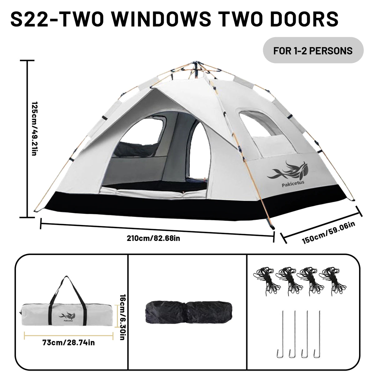 Pakicetus Automatic Pop Up Camping Tent With Windproof Quick Setup
