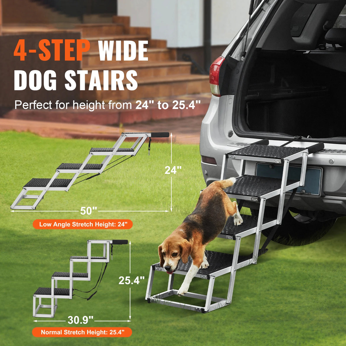 SucceBuy Folding Dog Car Steps Portable Pet Stairs For SUVs
