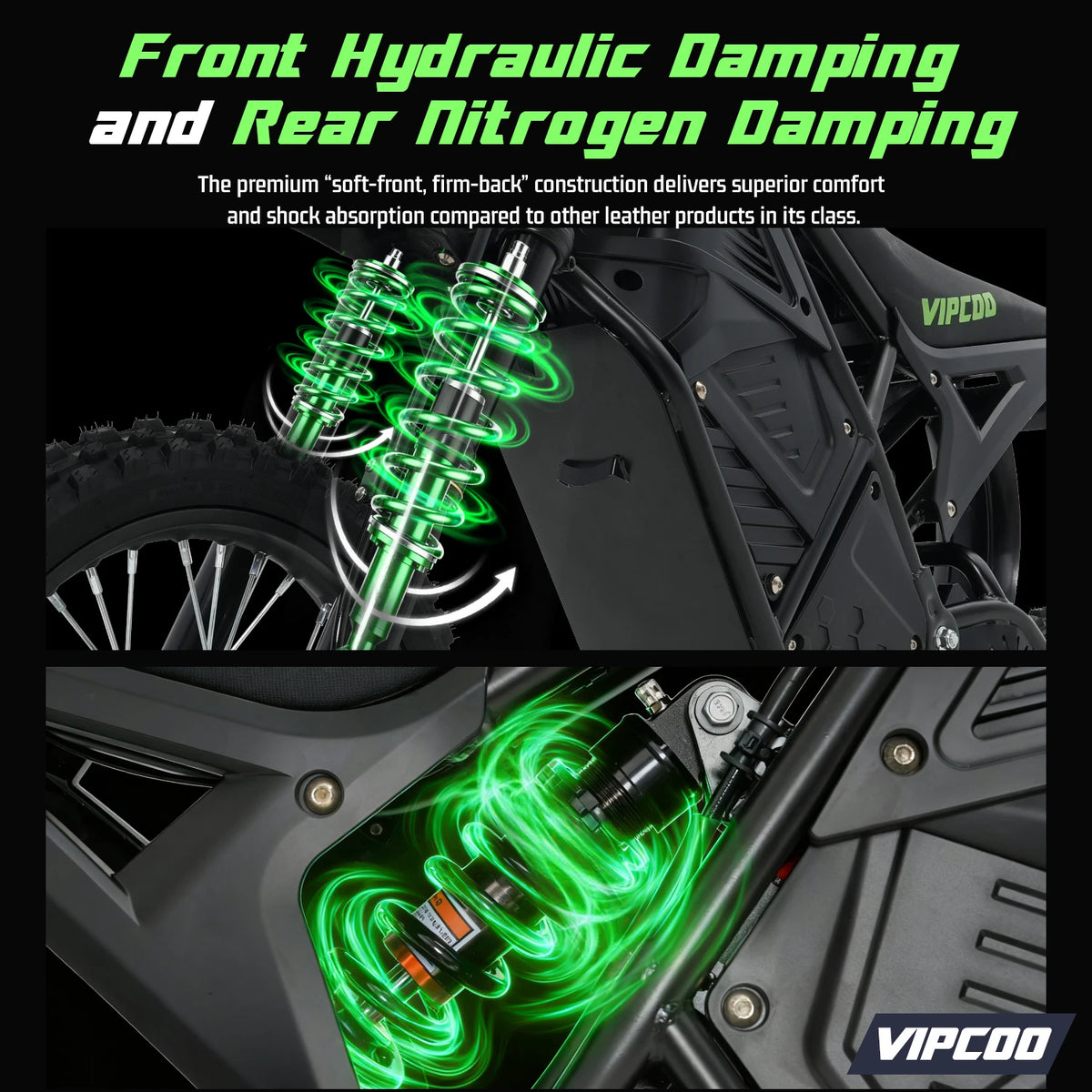 Electric Dirt Bike VIPCOO 3500W 48V23AH Electric Motorcycle Fat Tire Nitrogen Suspension E Dirt Bike for Teens and Adults