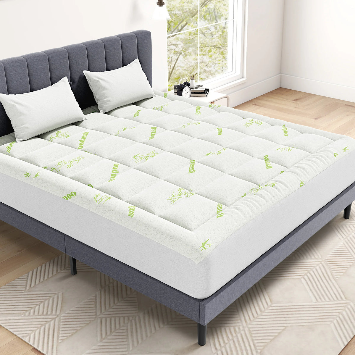 MCQ Bamboo Viscose Mattress Topper Ultra Soft Breathable Cooling Pad