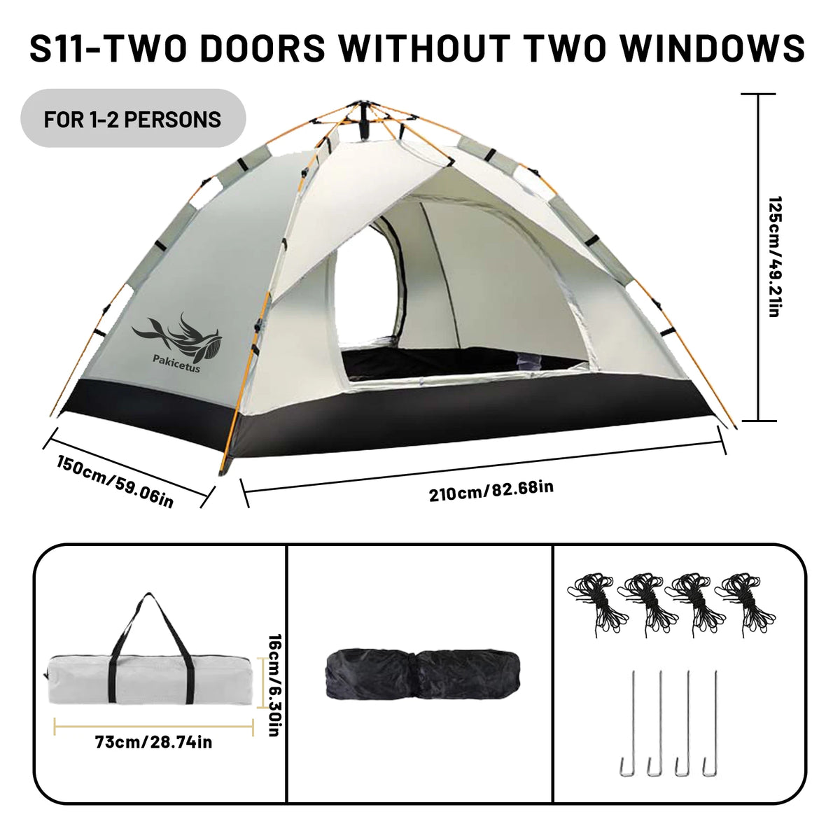 Pakicetus Automatic Pop Up Camping Tent With Windproof Quick Setup