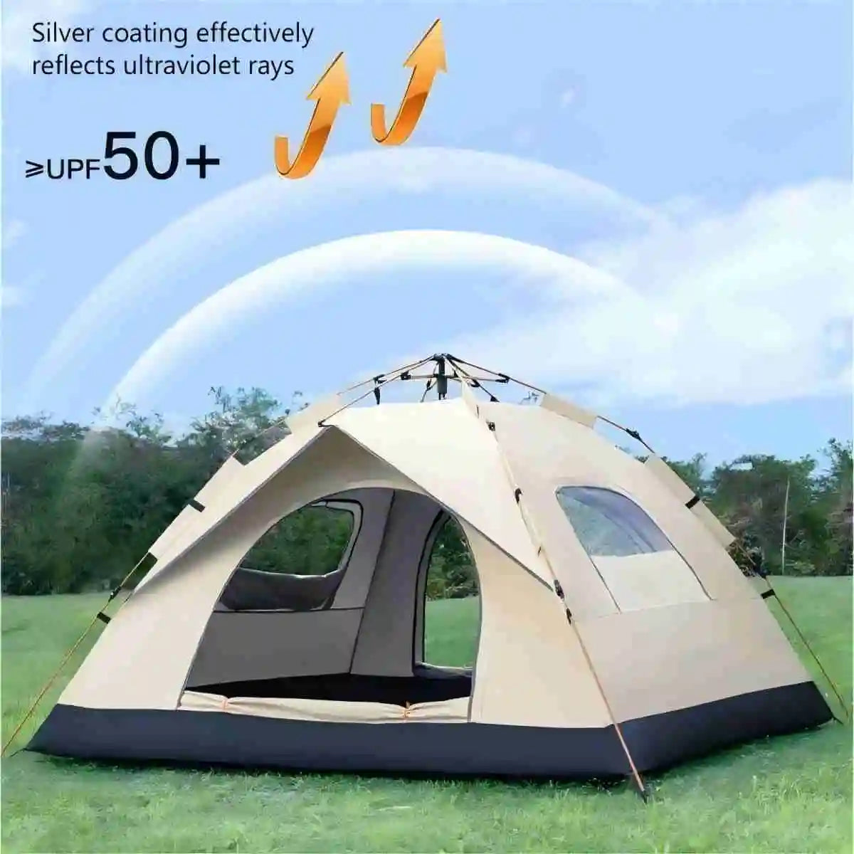 Pakicetus Automatic Family Camping Tent With Dual Doors And Windows