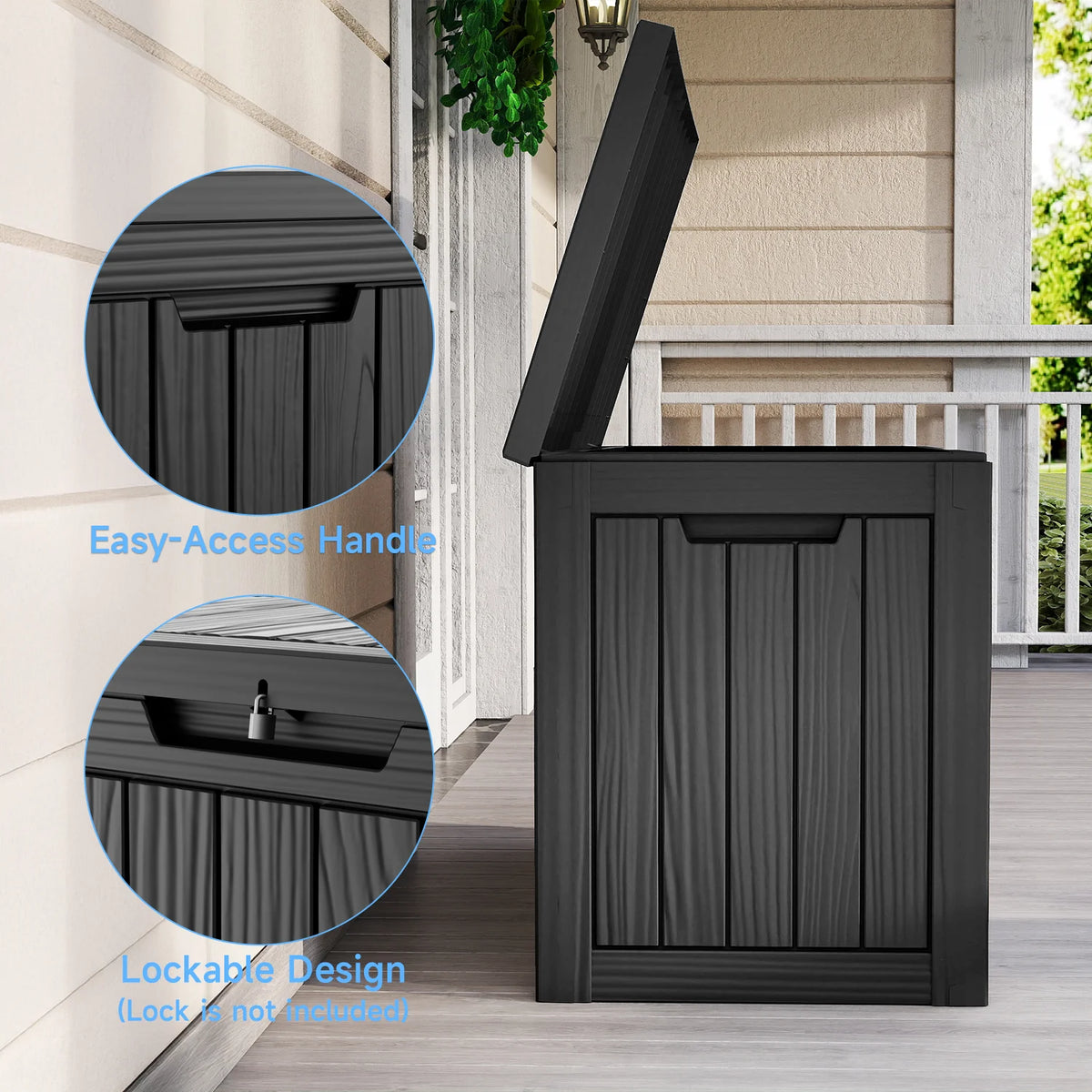 Waterproof Lockable Outdoor Resin Deck Storage Box For Patio Furniture