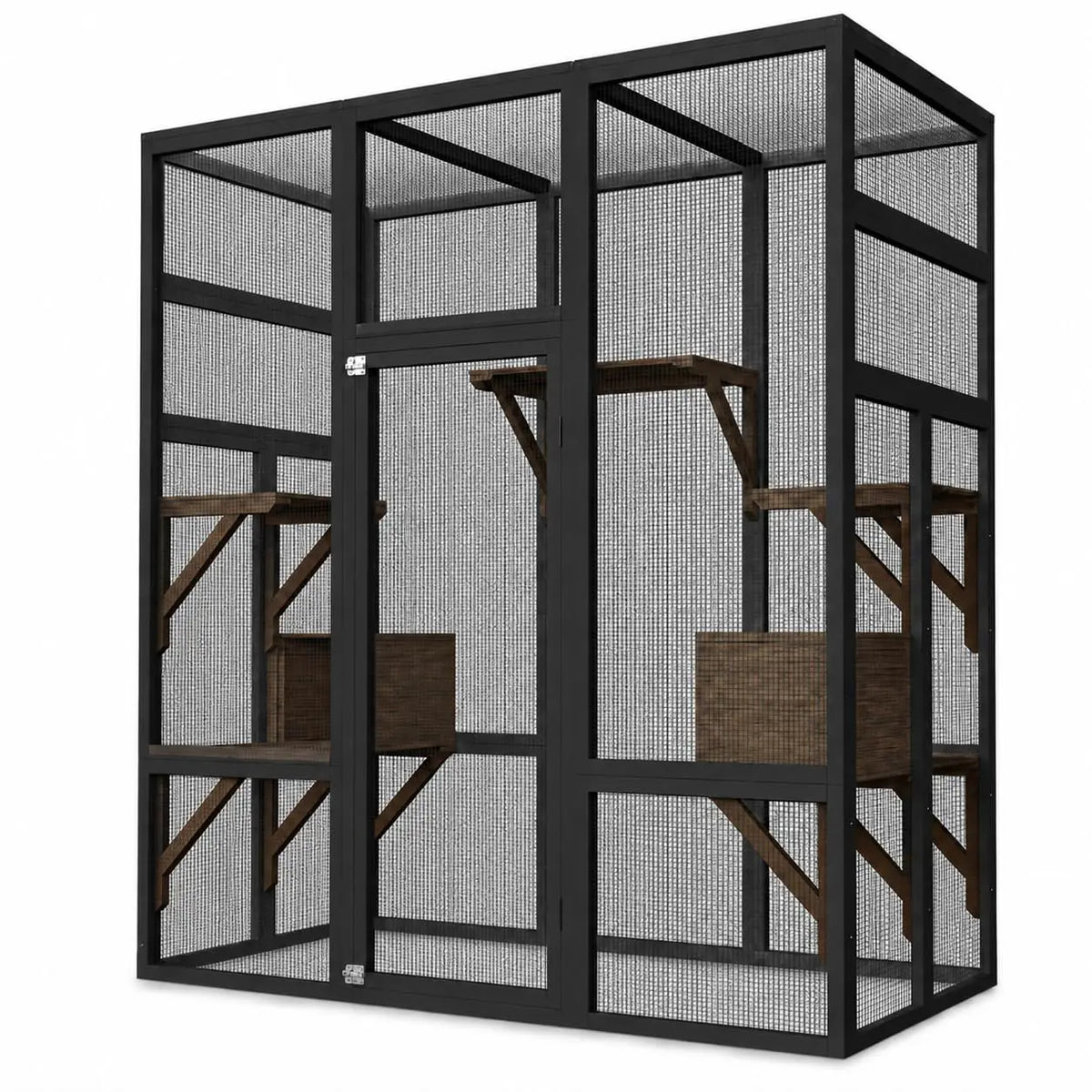 HiMISS Outdoor Wooden Catio Cat Enclosure With Climbing Platforms